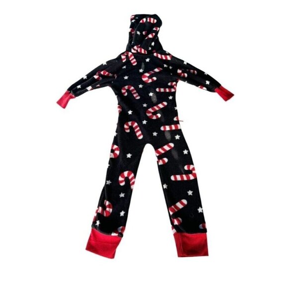 TIpsy Elves Candy Cane Lane Jumpsuit Boys or Girls Sz XS Black Red Full Zip - Picture 4 of 10